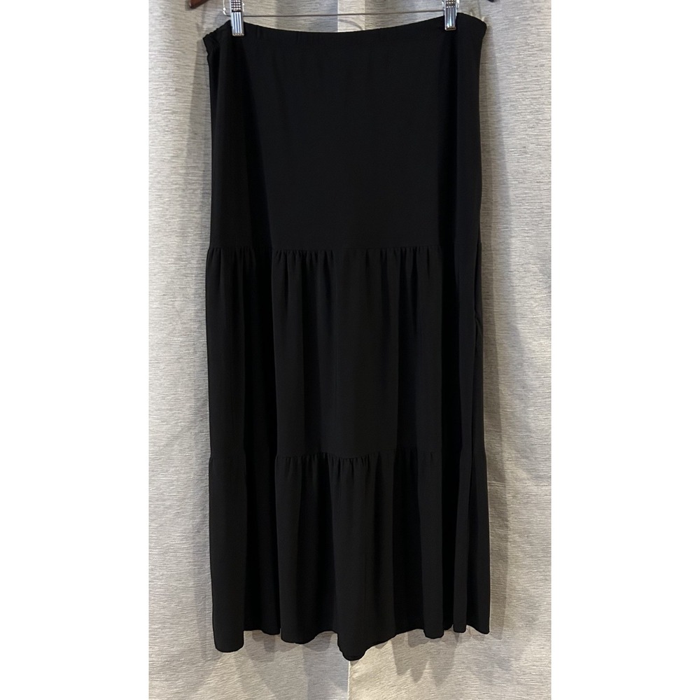 Double Take 1X skirt black spandex stretch elastic waistband pull on maxi